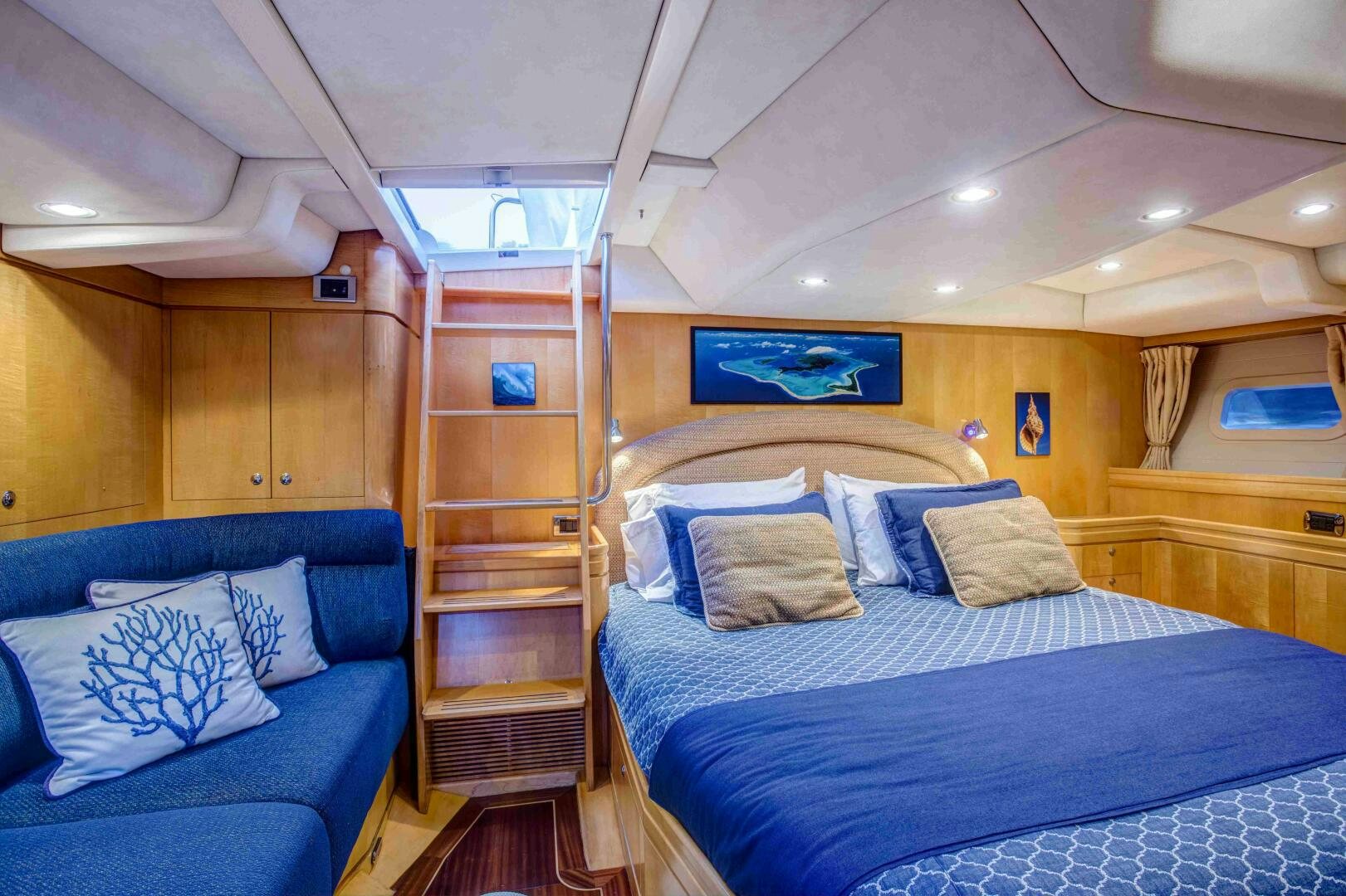 a room with bunk beds aboard LADY K Yacht for Sale