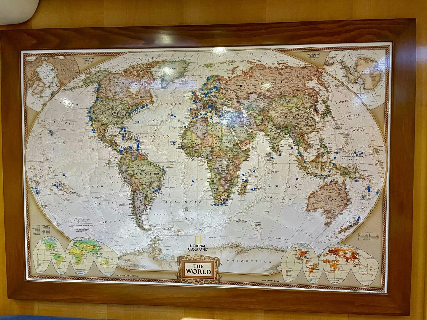 a map of the world aboard LADY K Yacht for Sale