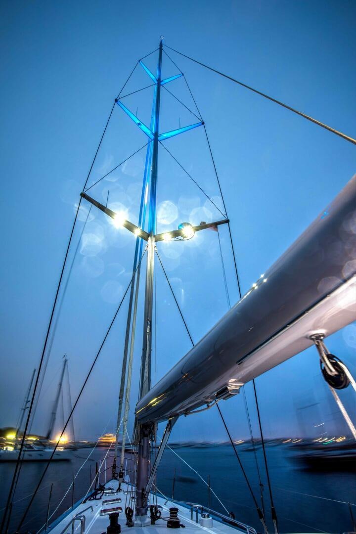 a large ship with a large antenna aboard LADY K Yacht for Sale