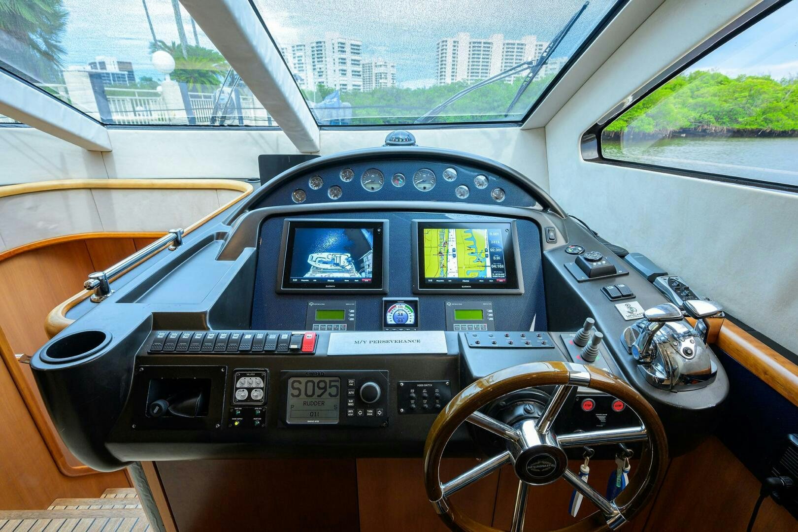 the inside of a car aboard THE SHI Yacht for Sale