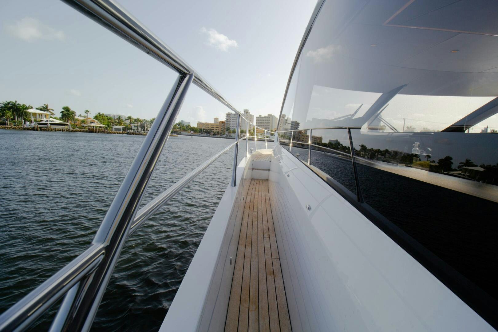 a long wooden dock aboard LAGO PARADISE Yacht for Sale