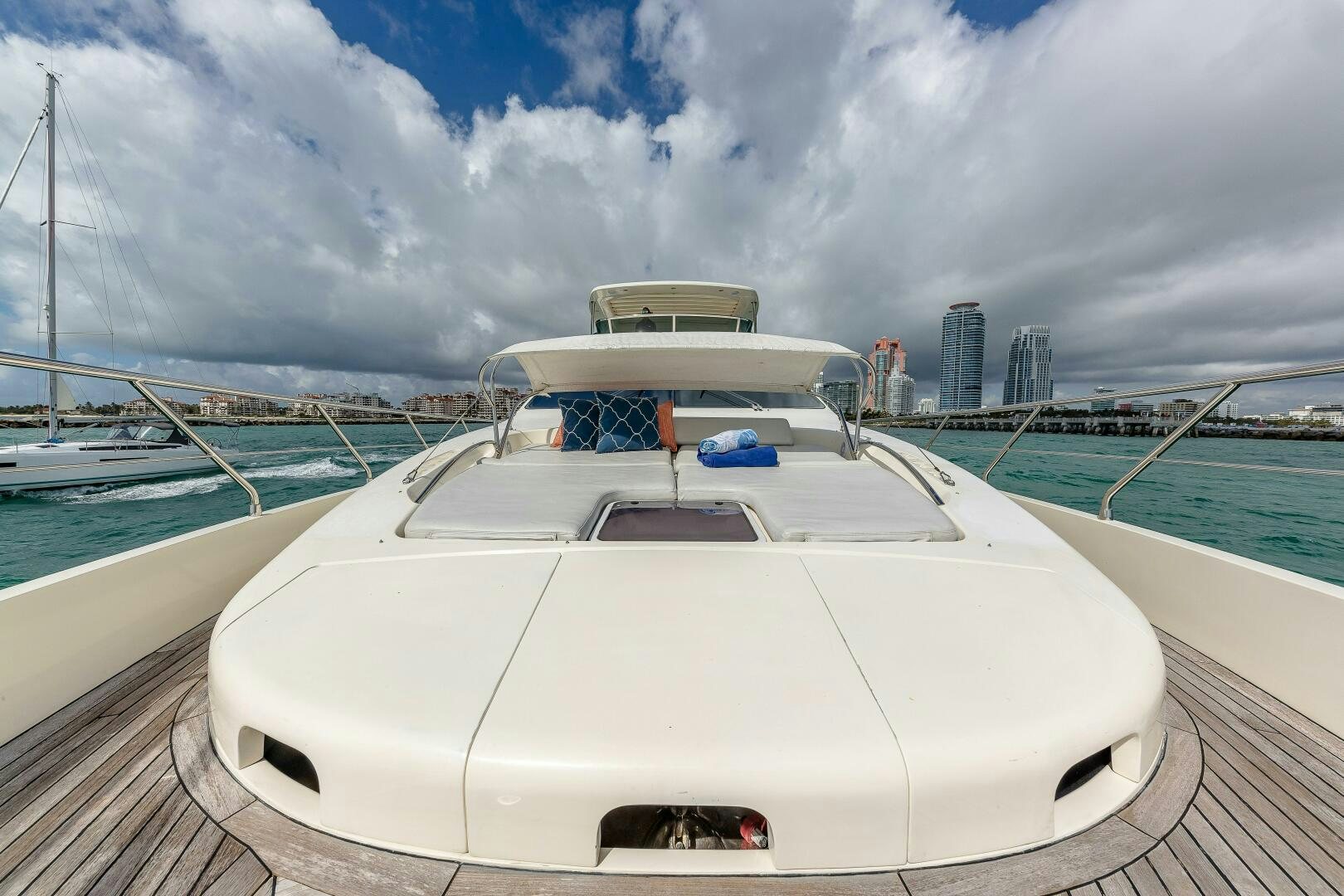 a boat on a deck aboard MINIMAL RISK Yacht for Sale