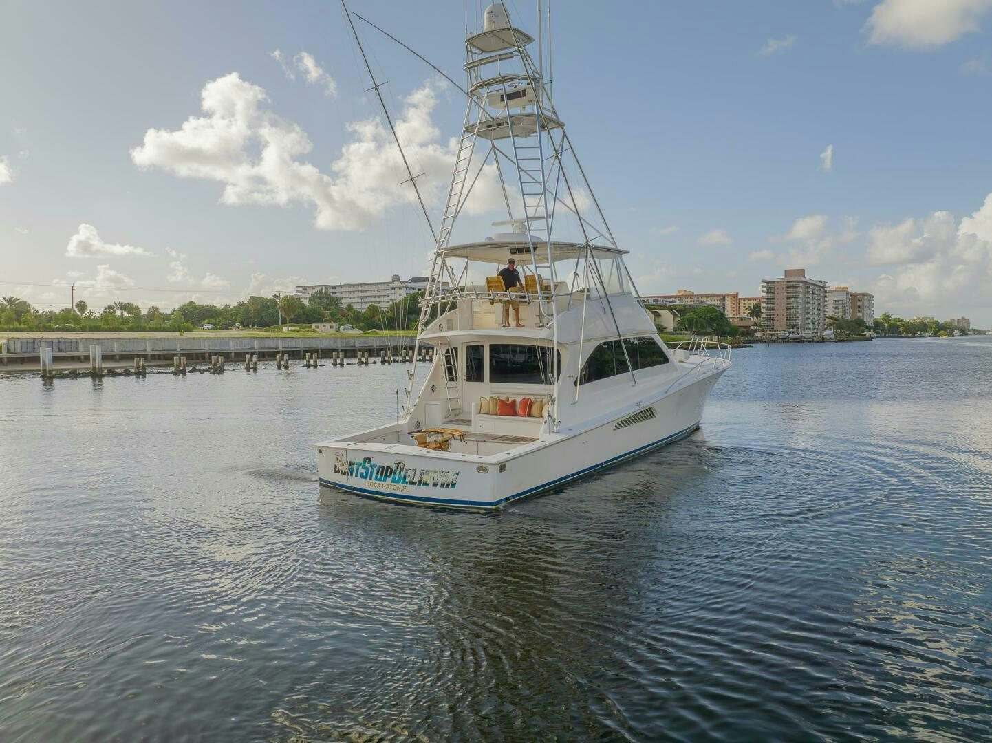 a boat on the water aboard DON'T STOP BELIEVIN Yacht for Sale