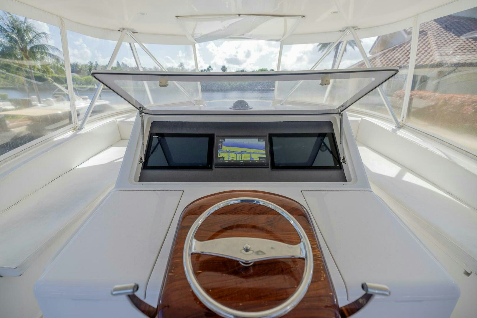 inside of a white car aboard DON'T STOP BELIEVIN Yacht for Sale
