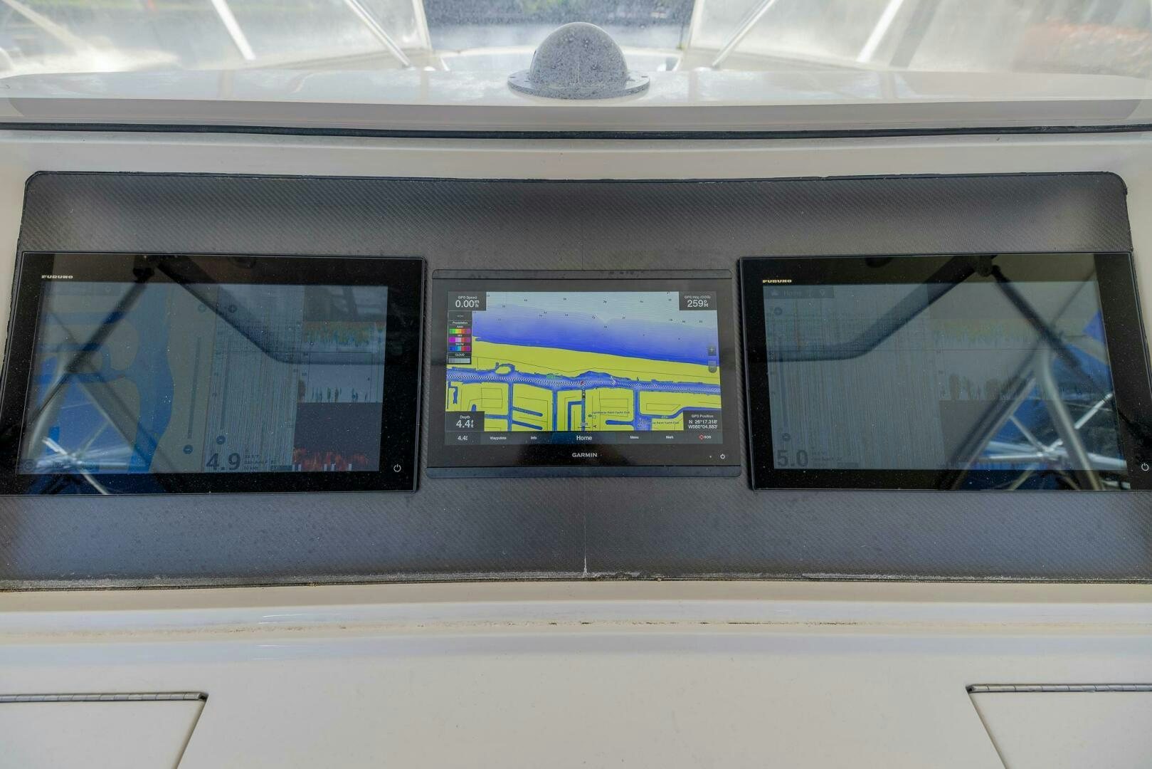 a screen on a vehicle aboard DON'T STOP BELIEVIN Yacht for Sale