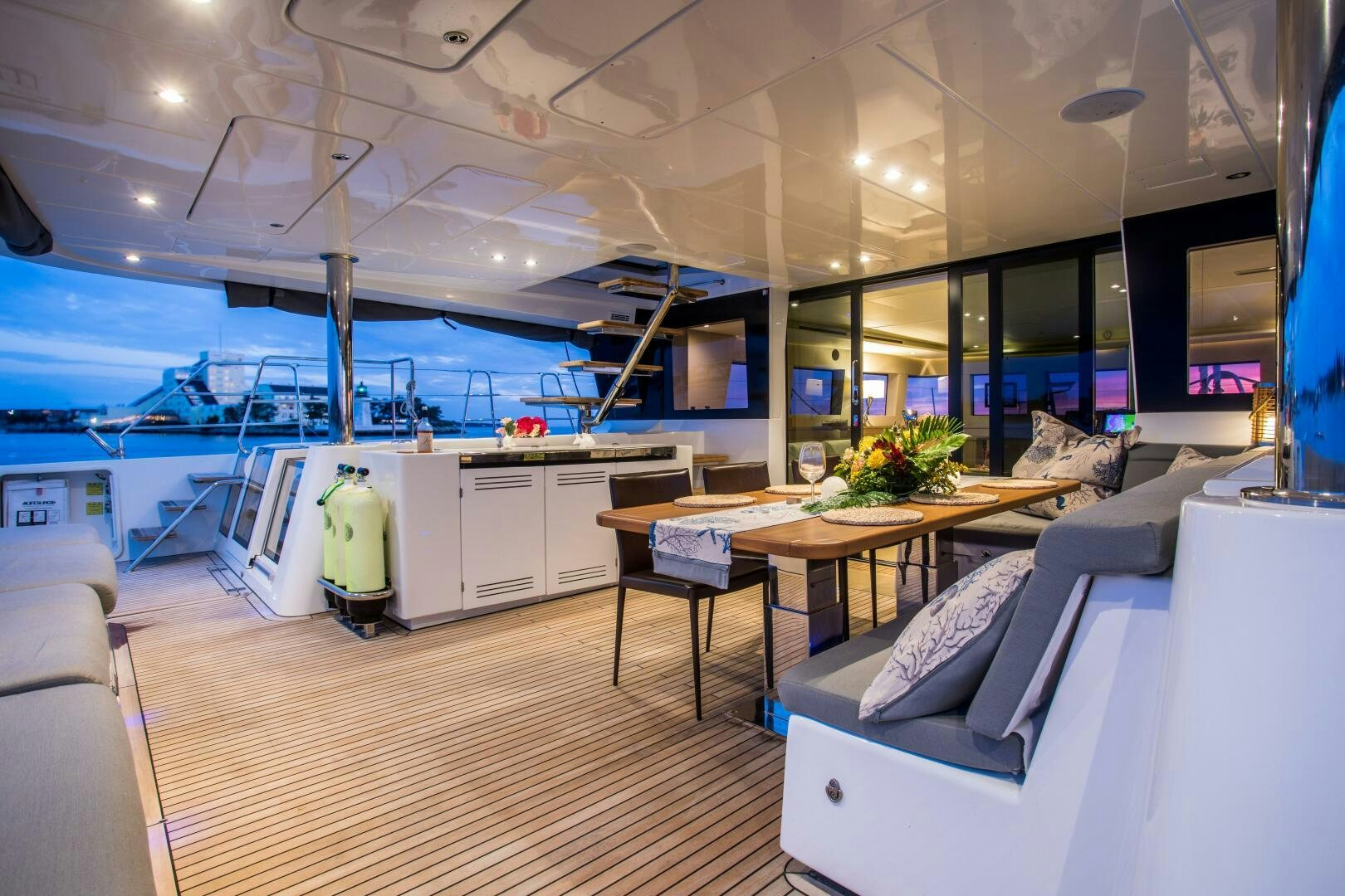 a room with a couch and a table aboard SECOND WAVE Yacht for Sale