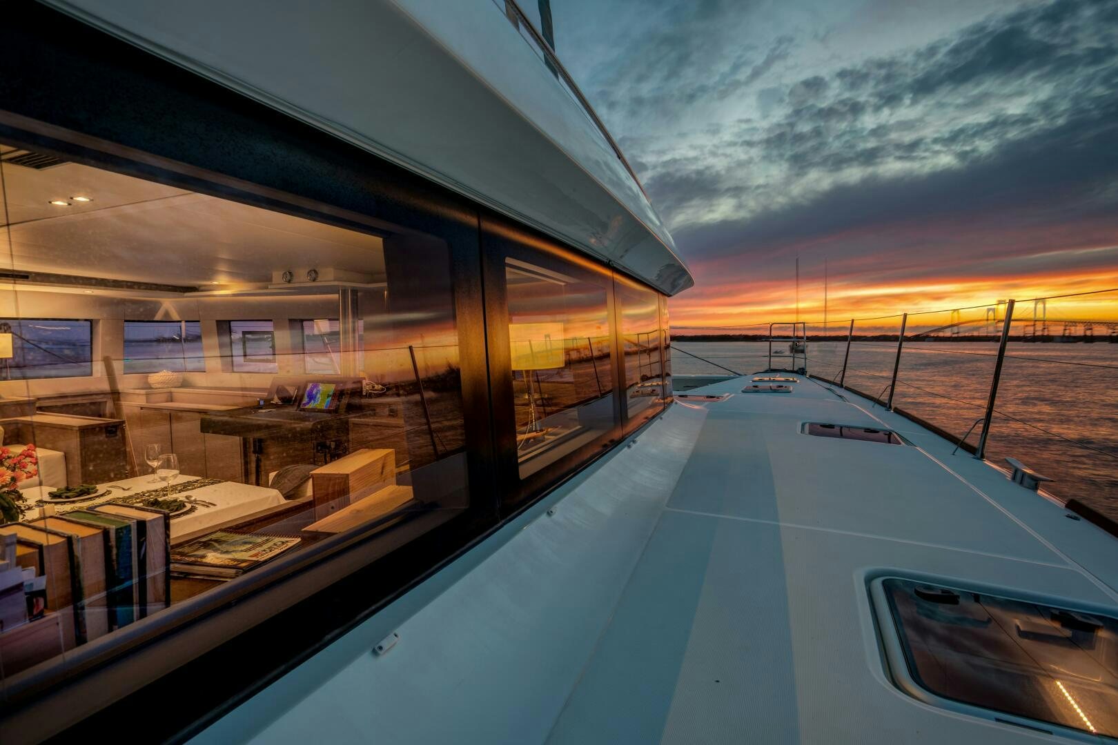 a train on the railway tracks aboard SECOND WAVE Yacht for Sale