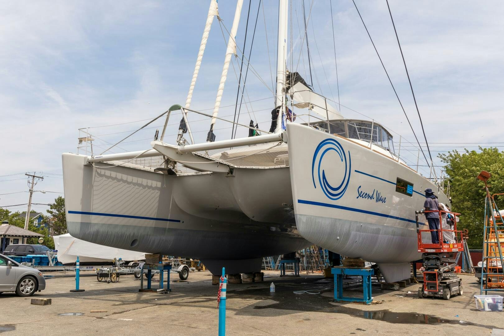 a large white ship aboard SECOND WAVE Yacht for Sale