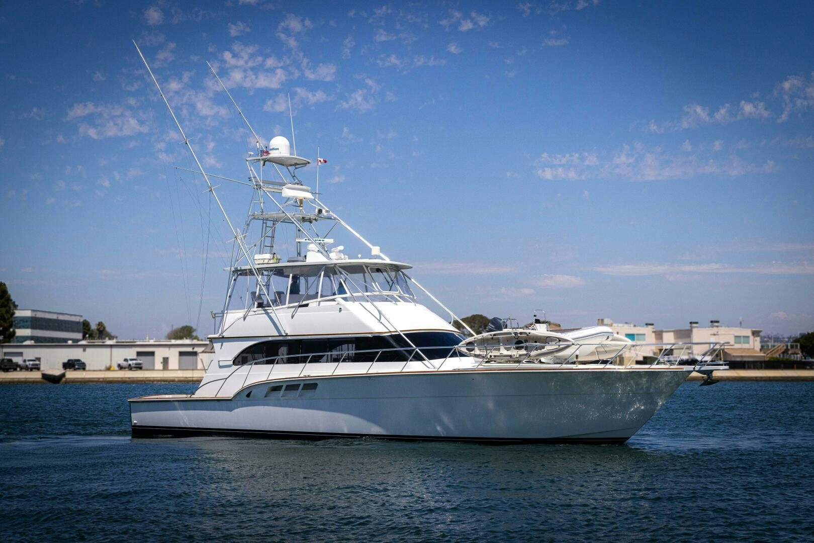 a white boat in the water aboard DIXIE Yacht for Sale
