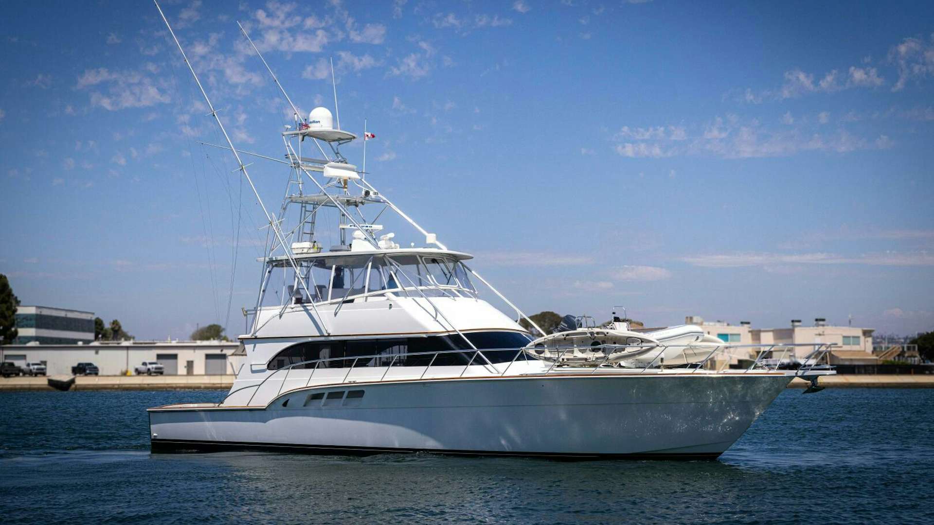 a white boat in the water aboard DIXIE Yacht for Sale