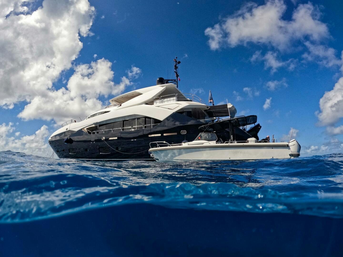 a boat in the water aboard EVEREAST Yacht for Sale