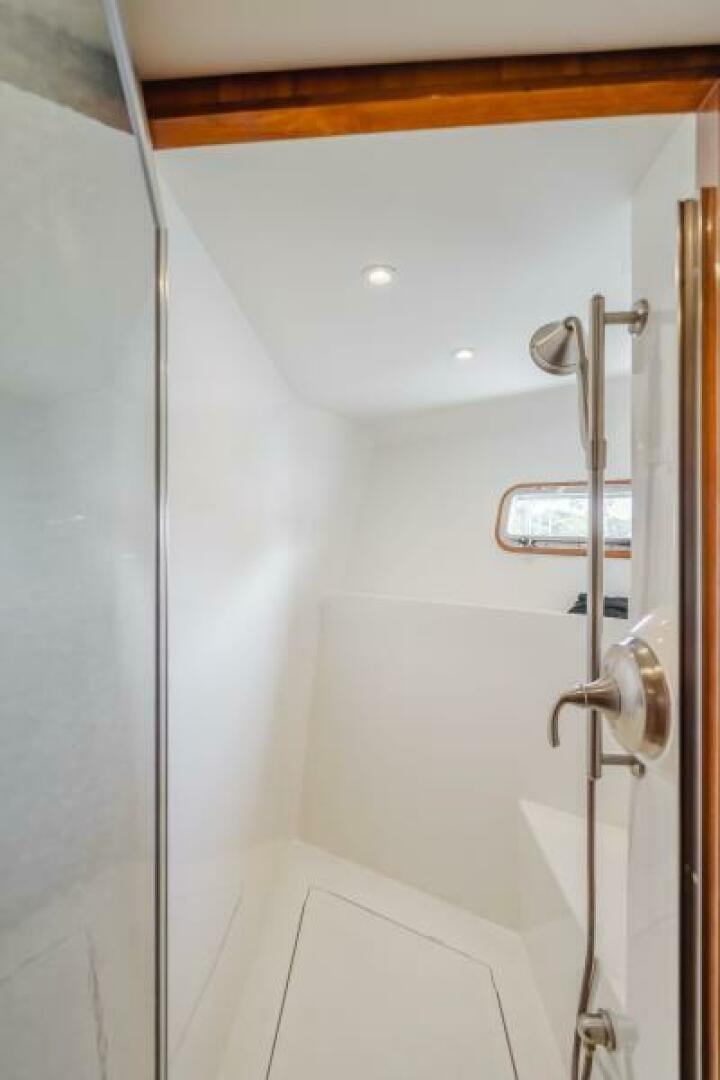 a shower unit in a bathroom aboard FAN TAIL I Yacht for Sale