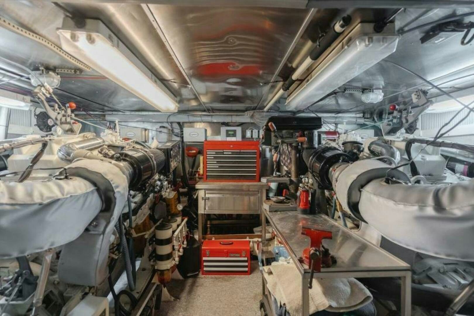 a large room with machinery aboard FAN TAIL I Yacht for Sale