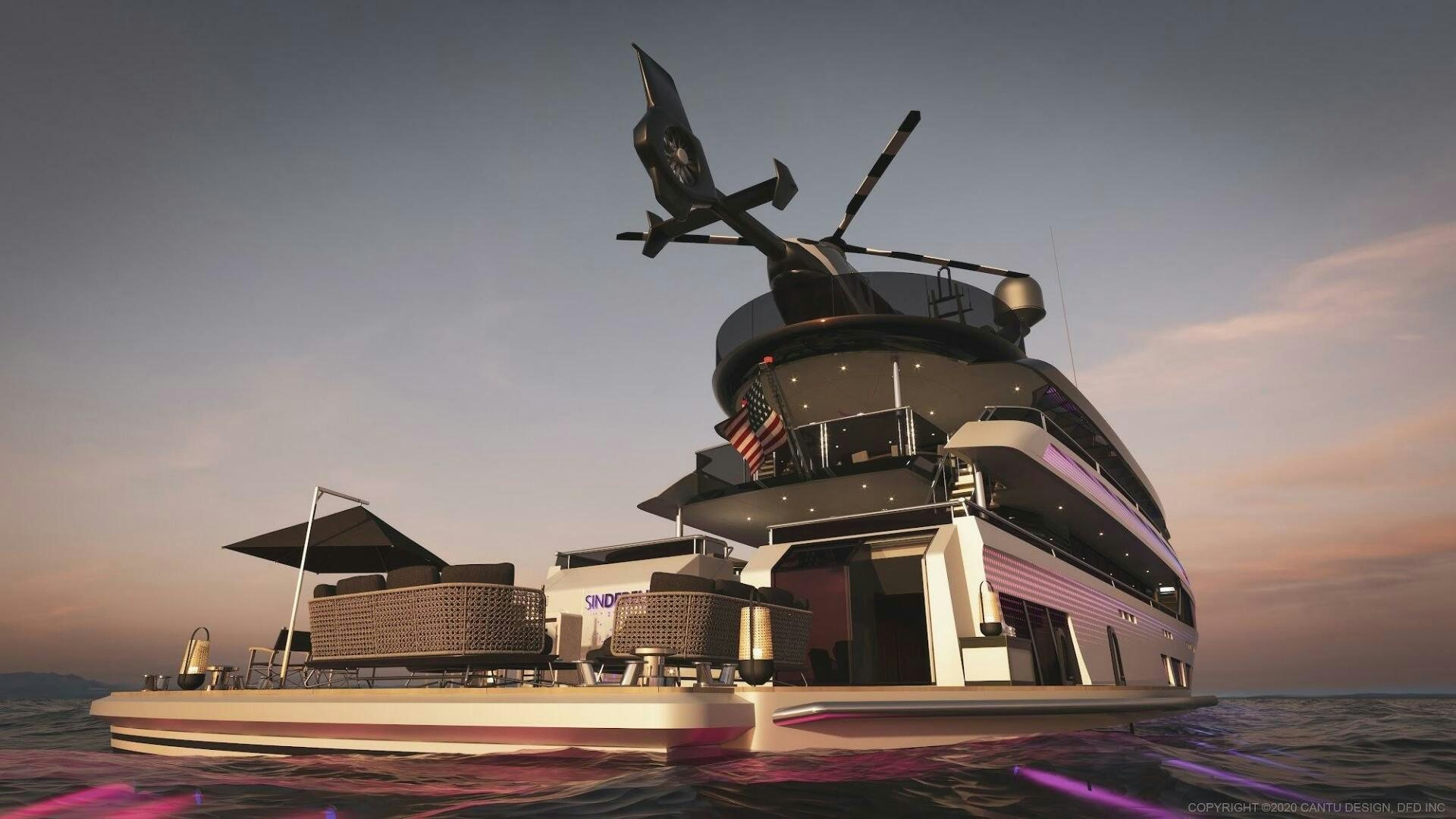 a ship on the water aboard SINDERELLA Yacht for Sale