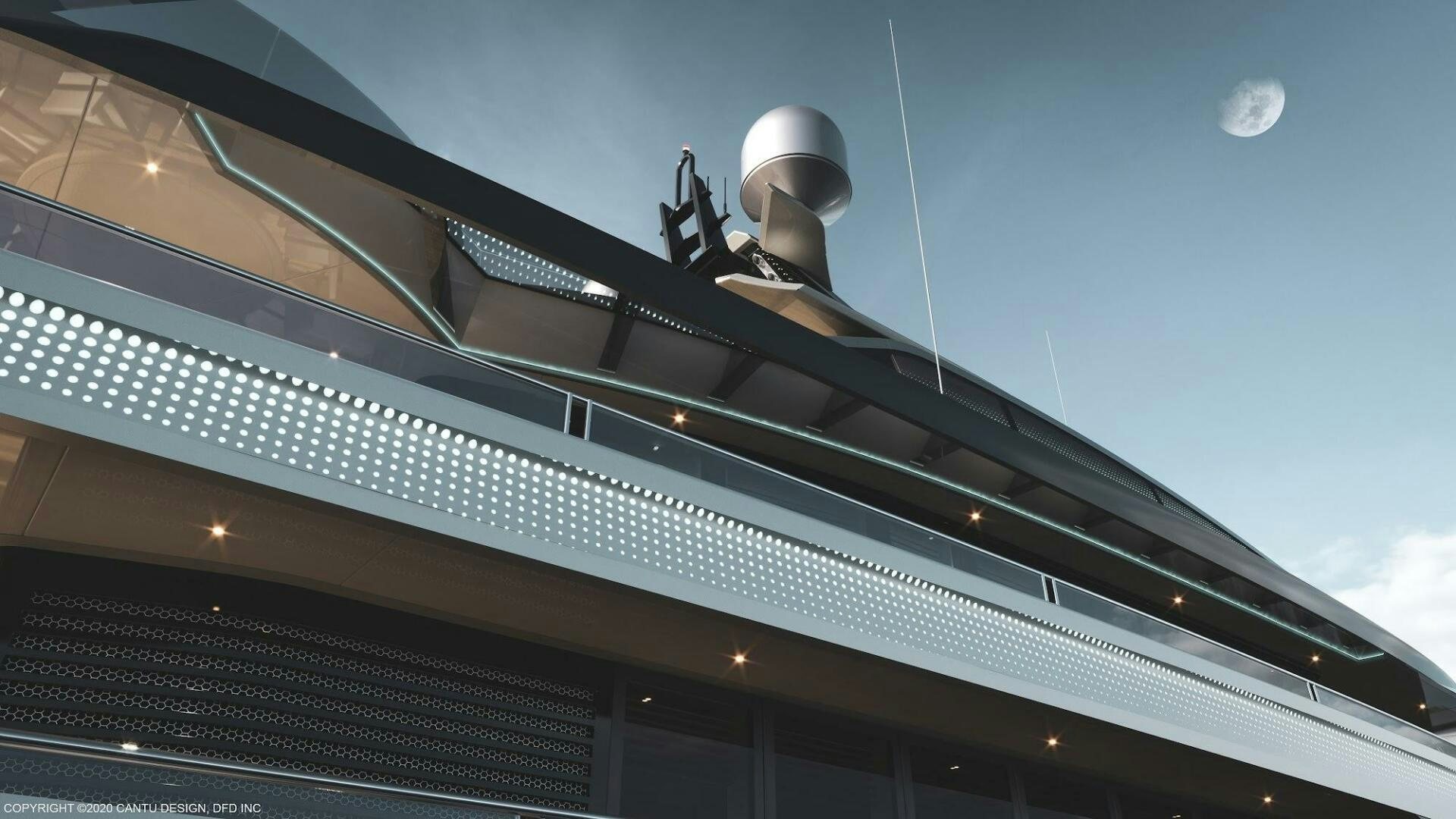a building with a satellite dish on top aboard SINDERELLA Yacht for Sale