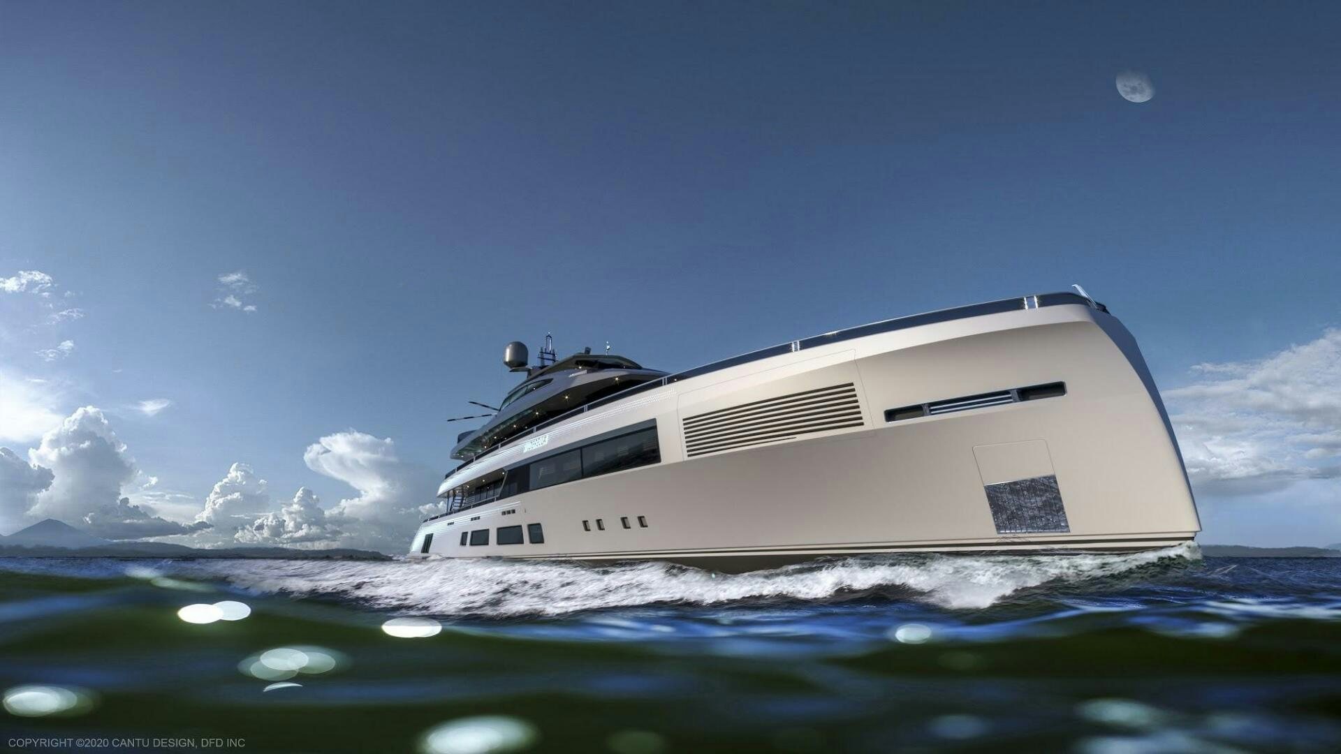 a white yacht in the water aboard SINDERELLA Yacht for Sale