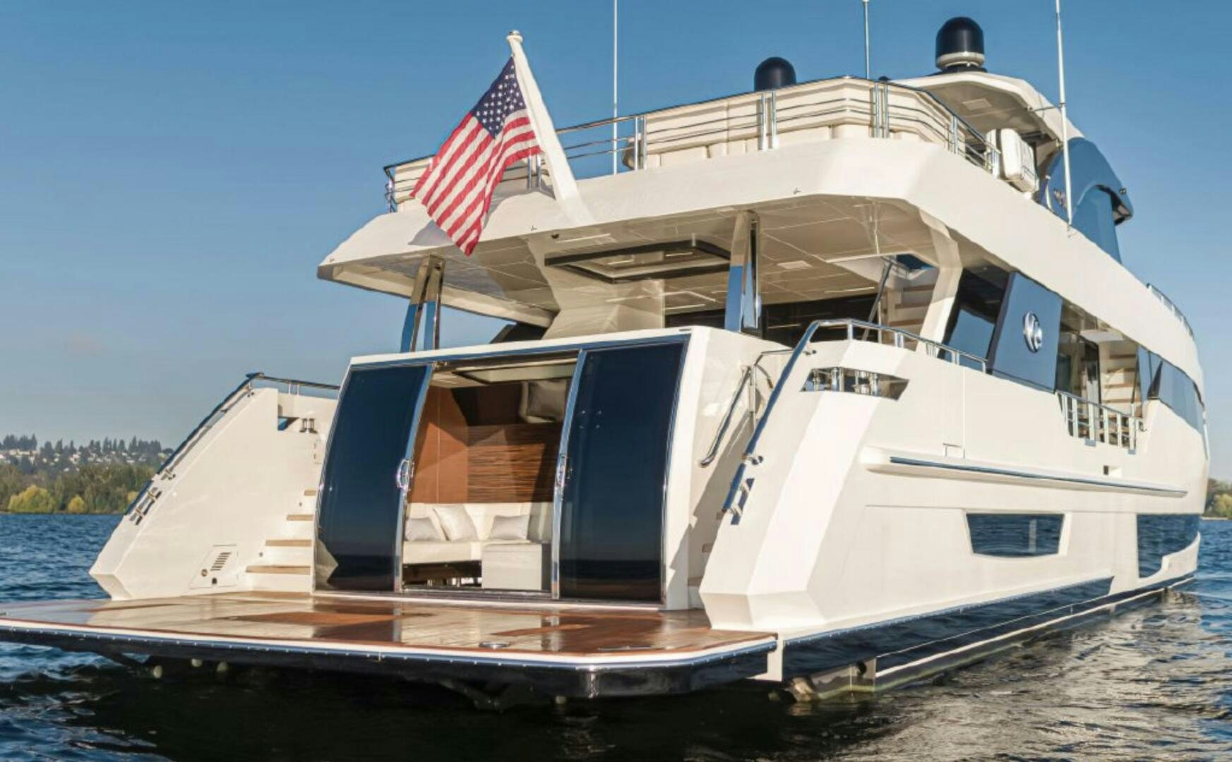 a large boat on the water aboard TLC Yacht for Sale