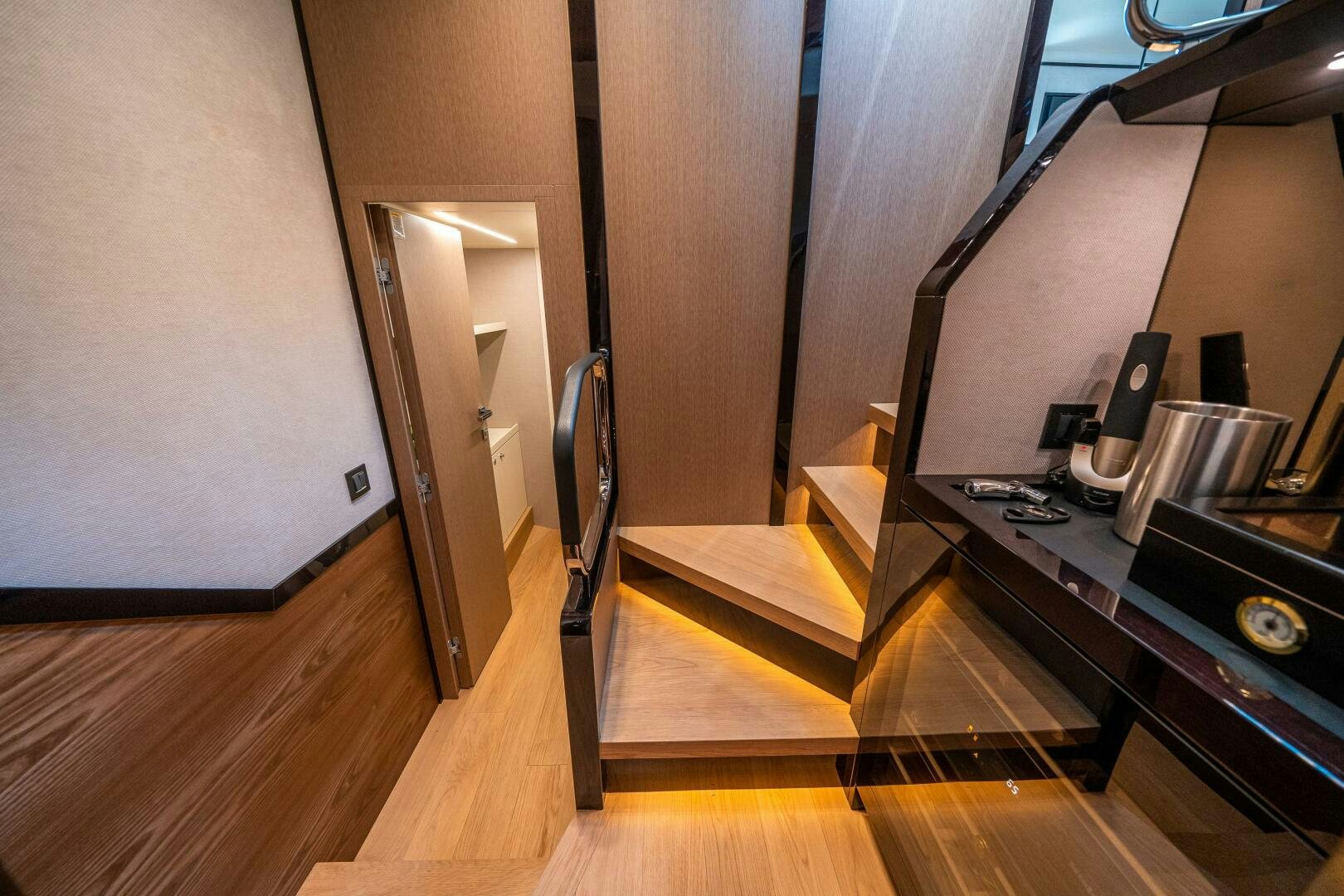 a room with a desk and a computer aboard ALGI Yacht for Sale