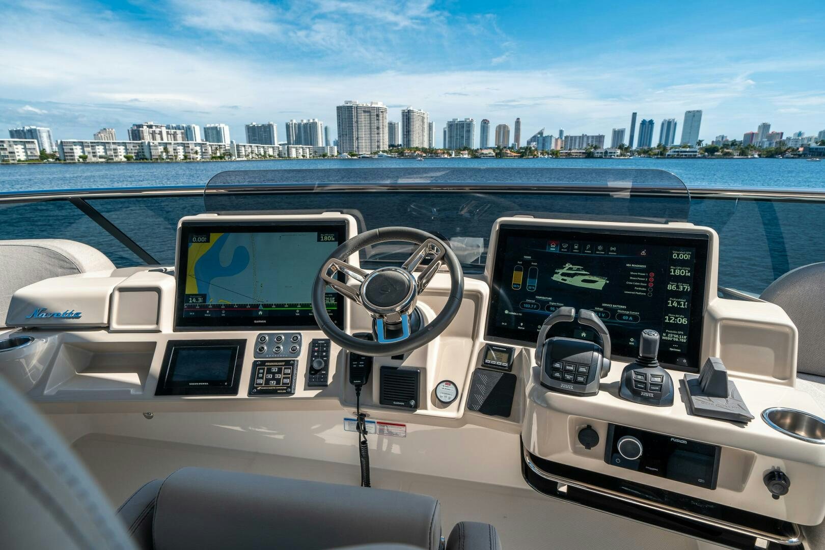 inside of a car aboard ALGI Yacht for Sale