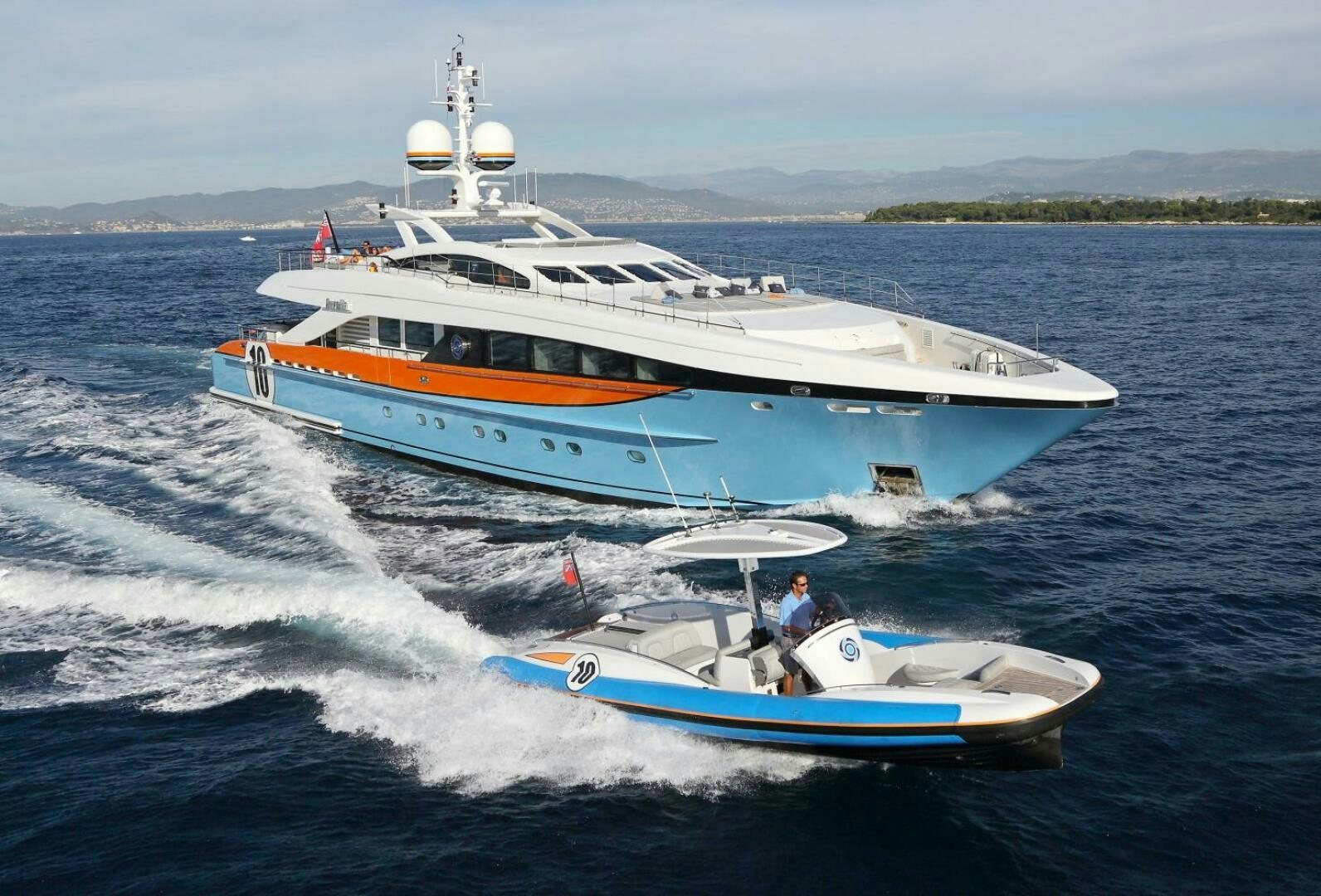 a boat on the water aboard AURELIA Yacht for Sale