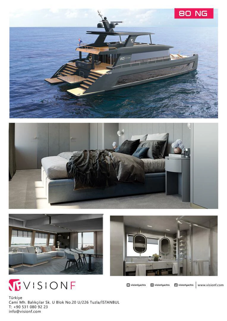 a boat on the water aboard VISION F 80NG Yacht for Sale