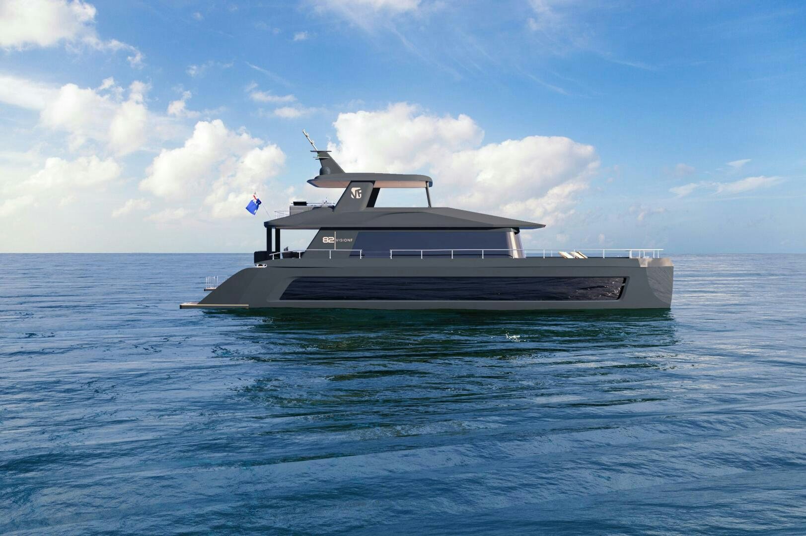 a boat in the water aboard VISION F -82ALU Yacht for Sale