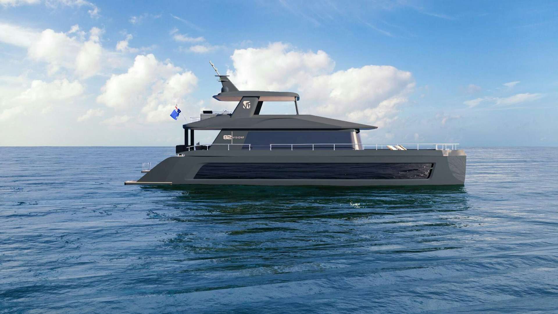a boat in the water aboard Vision f -82alu Yacht for Sale
