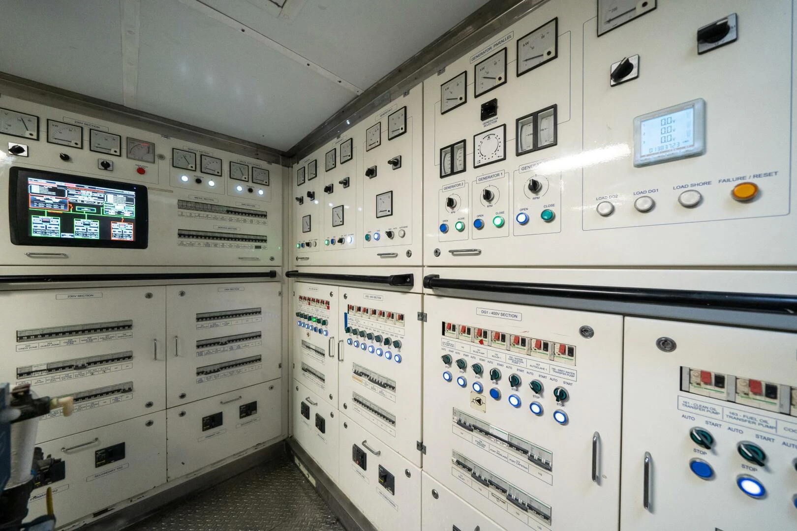 a room with several white cabinets aboard LEUDIN I Yacht for Sale