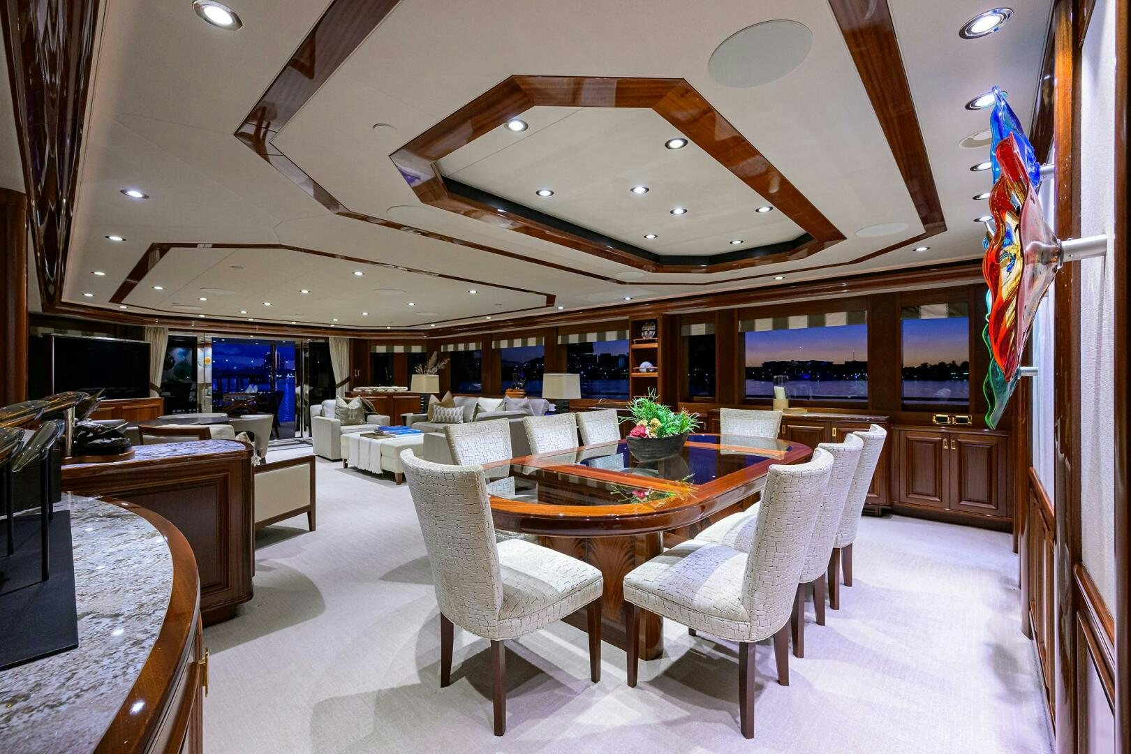 a room with a table and chairs aboard SARABETH Yacht for Sale