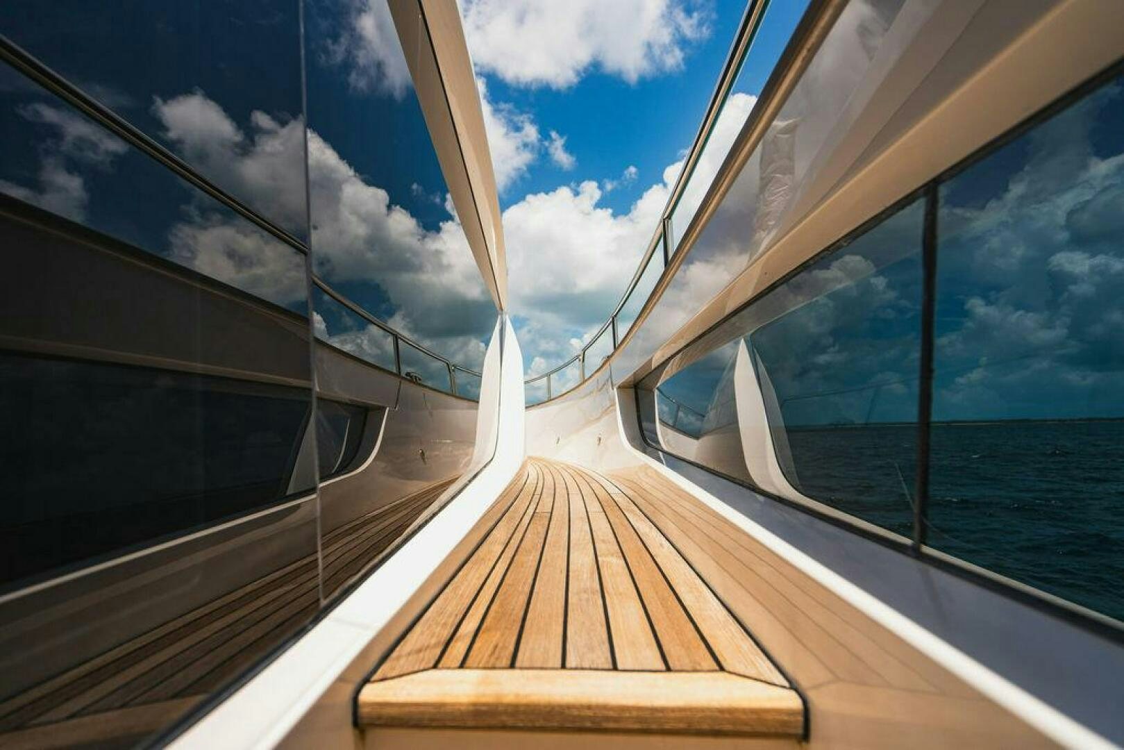 a view of a boat from the inside of a boat aboard PURA VIDA Yacht for Sale