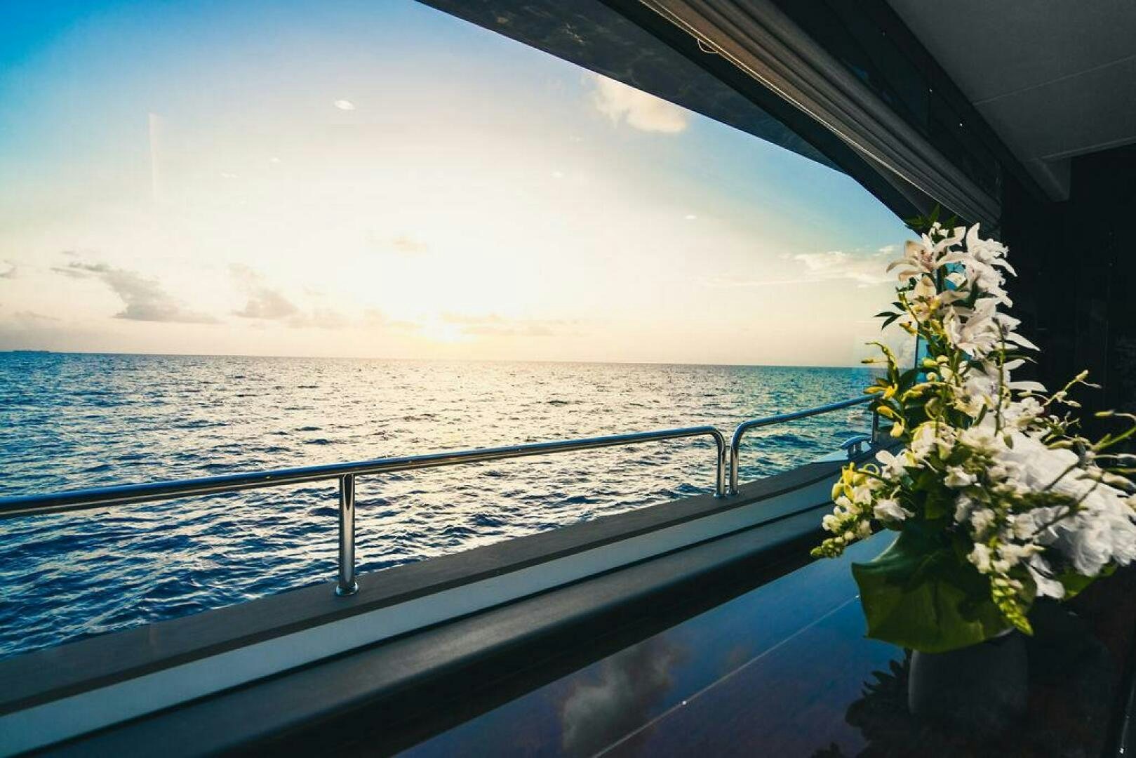 a plant on a boat aboard PURA VIDA Yacht for Sale