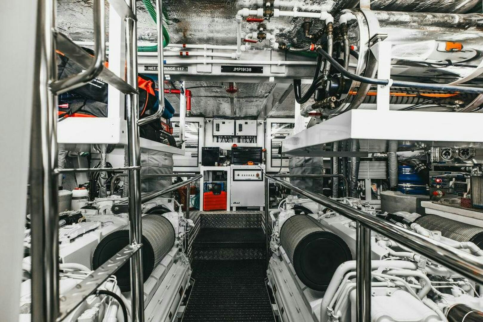 a large factory with machinery aboard PURA VIDA Yacht for Sale