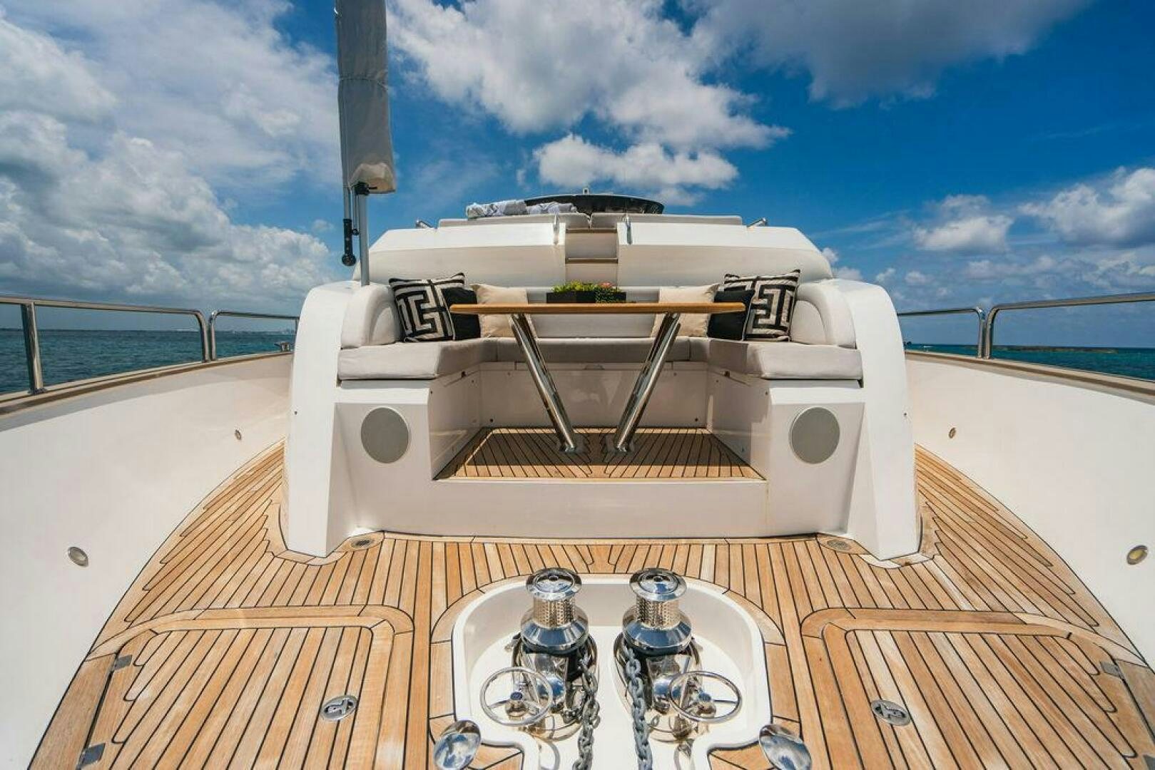 a boat on a deck aboard PURA VIDA Yacht for Sale