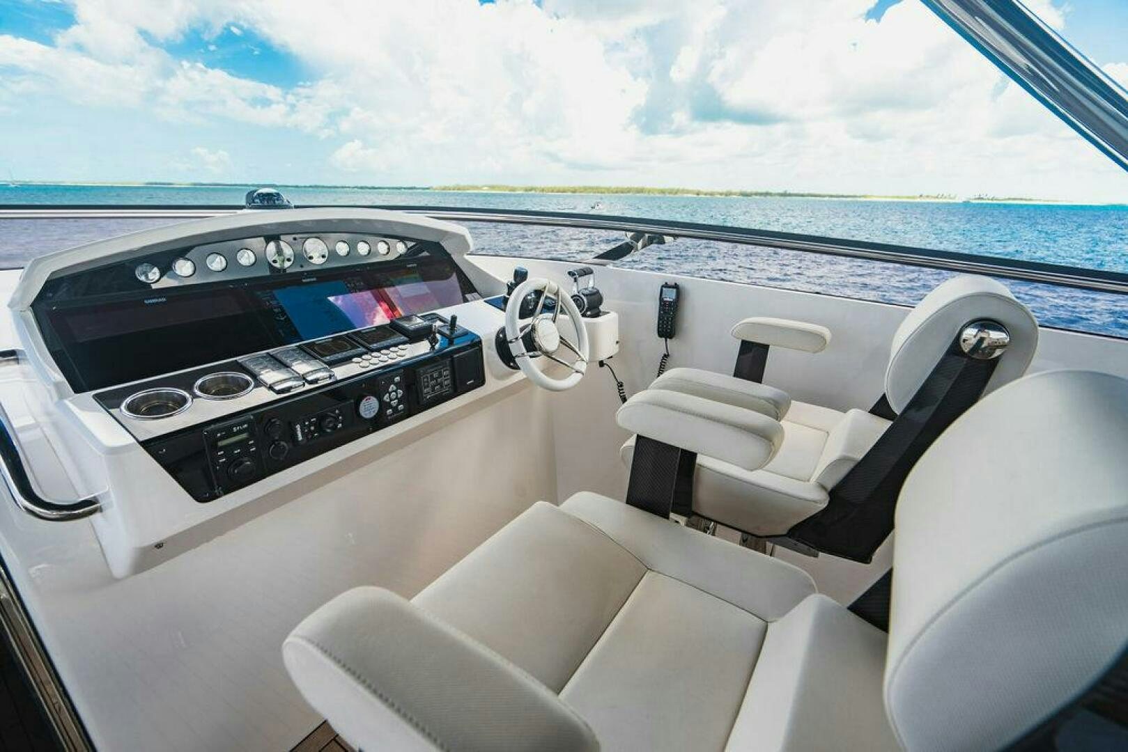 a dashboard of a car aboard PURA VIDA Yacht for Sale