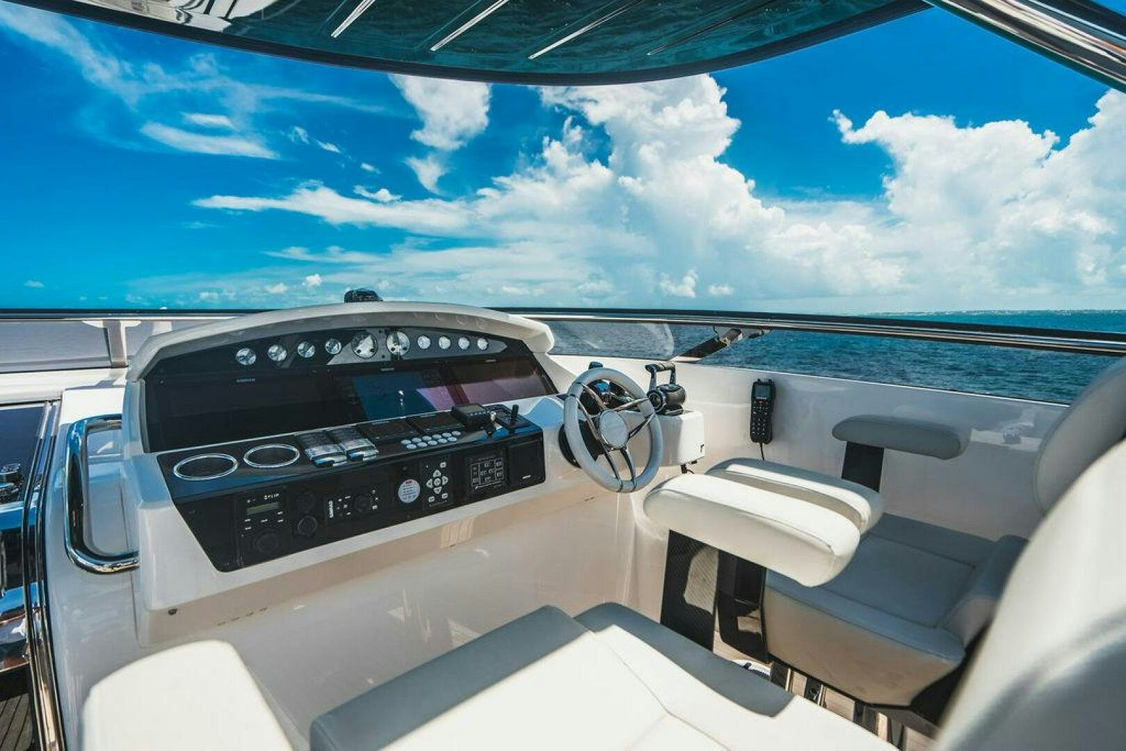 the inside of a car aboard PURA VIDA Yacht for Sale
