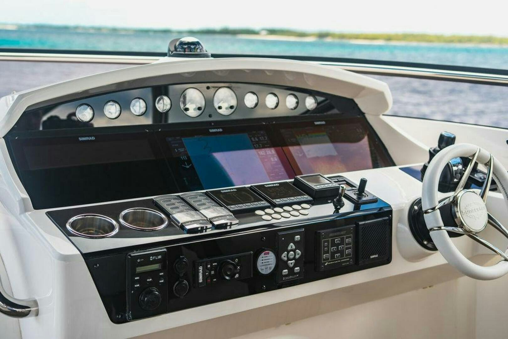 the inside of a car aboard PURA VIDA Yacht for Sale