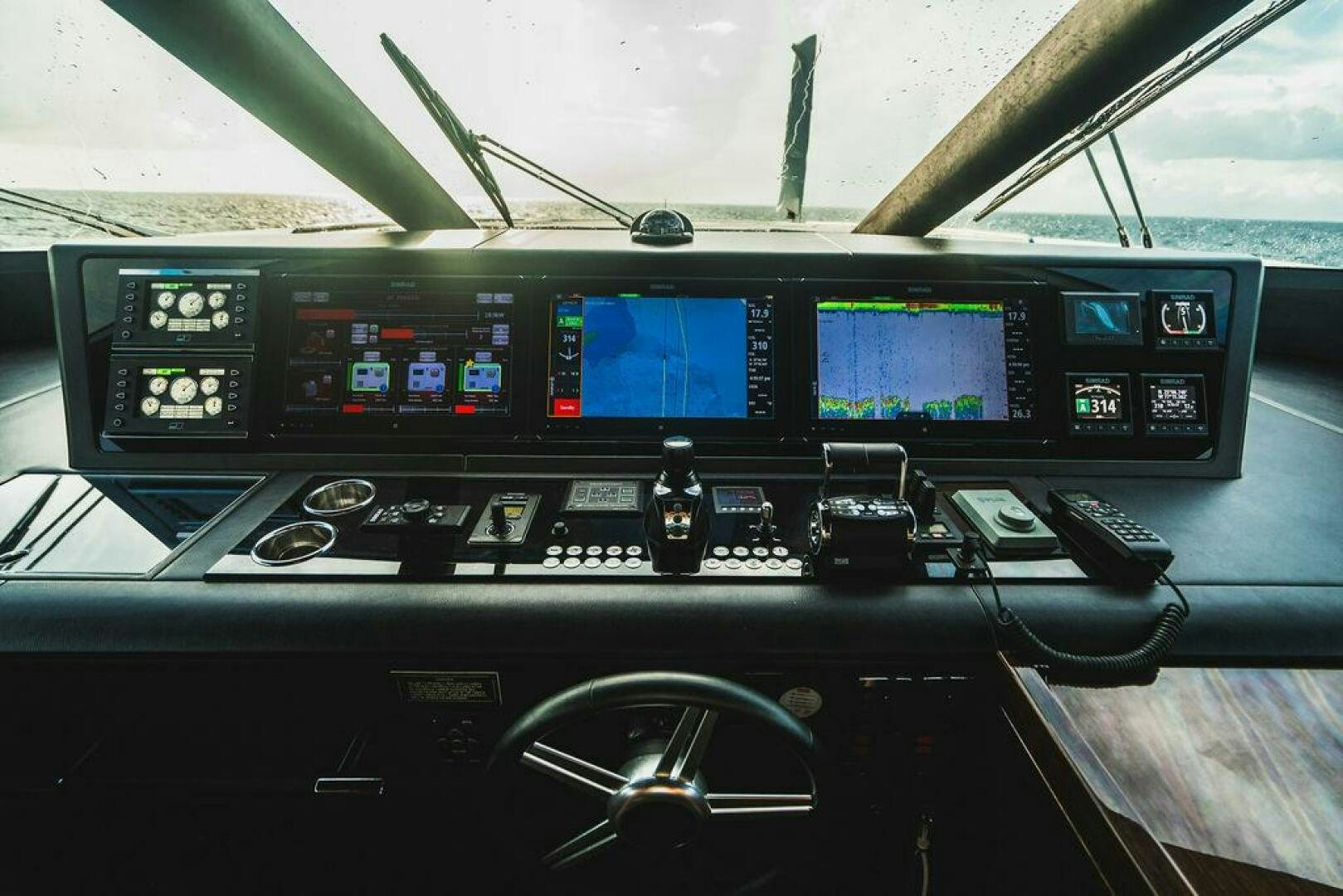 the inside of a car aboard PURA VIDA Yacht for Sale