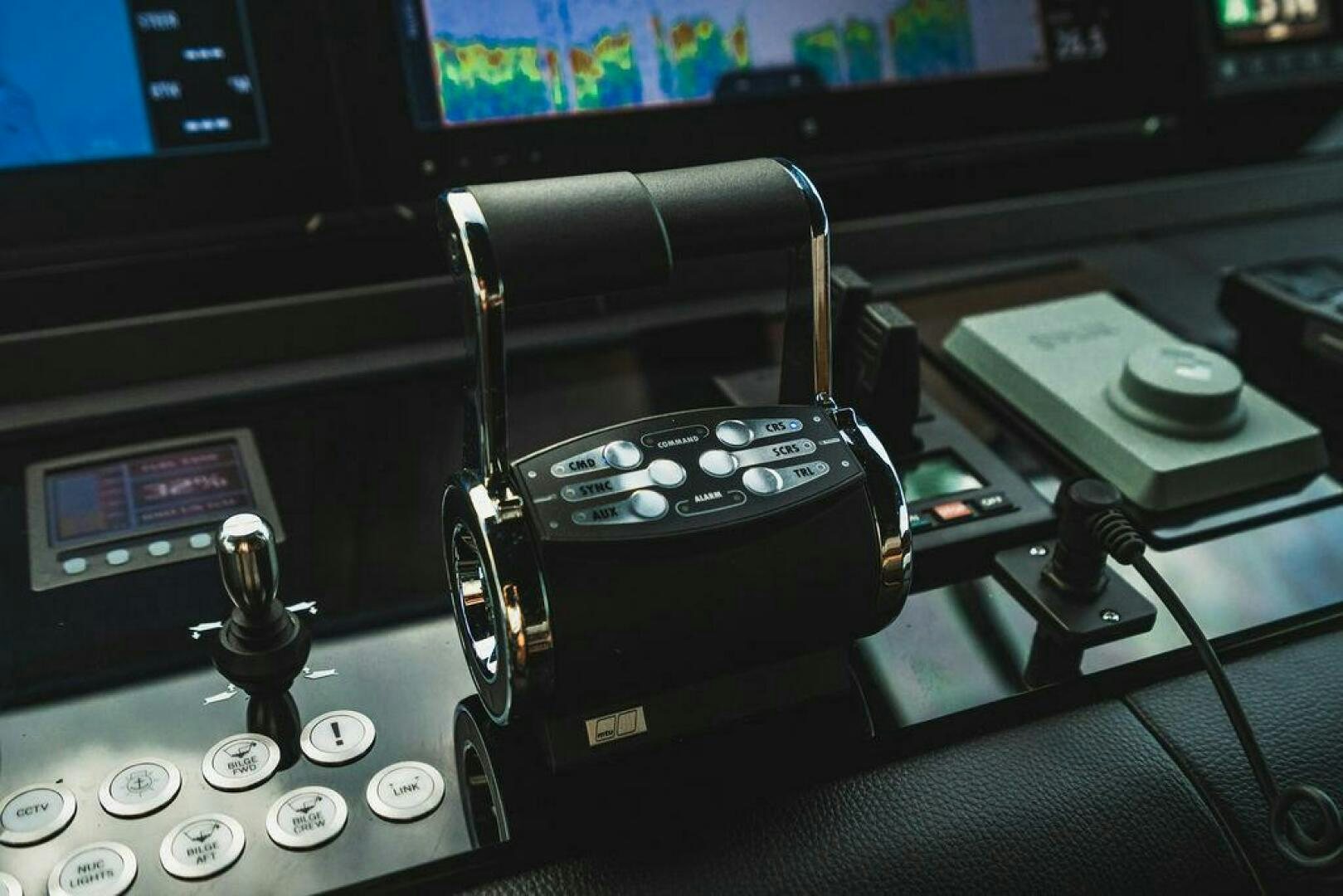 a machine with a screen aboard PURA VIDA Yacht for Sale