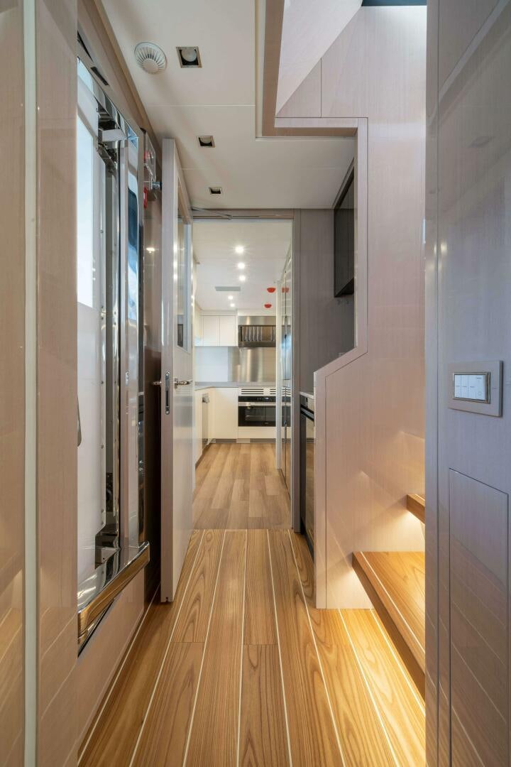 a hallway with doors aboard ARTEMIS Yacht for Sale