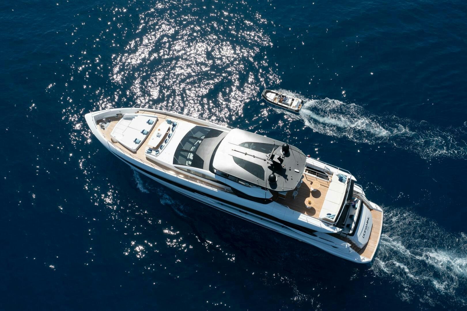 a high angle view of a boat aboard ARTEMIS Yacht for Sale