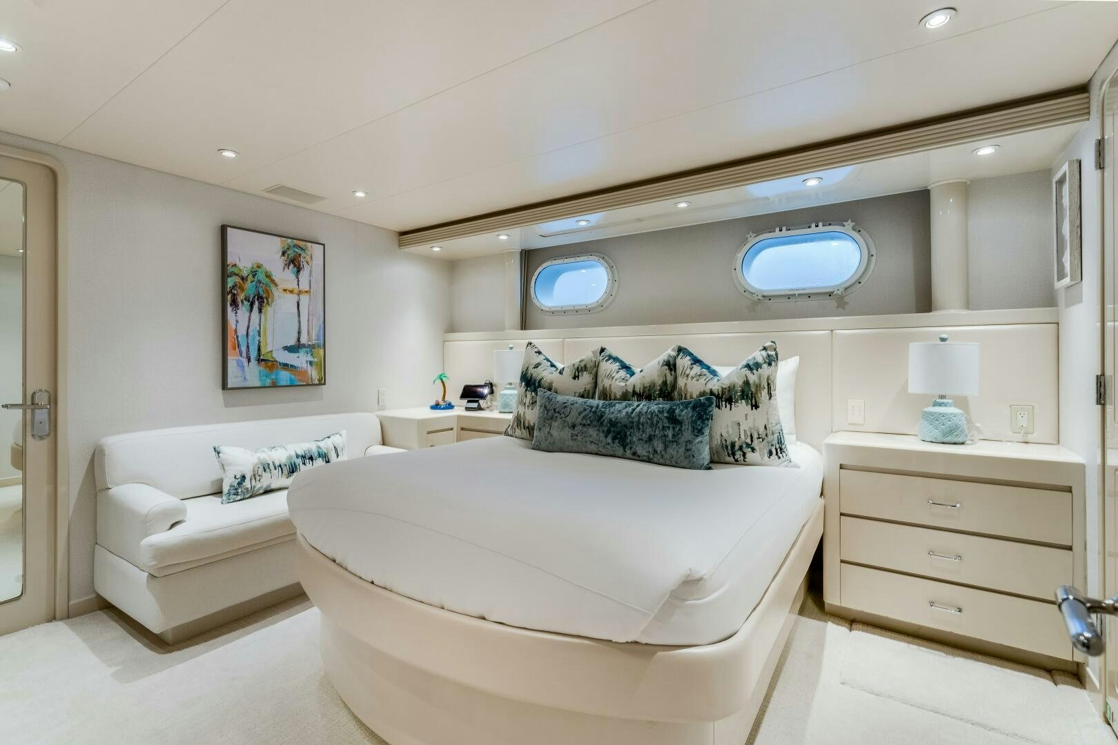a room with a bed and a window aboard CUPCAKE Yacht for Sale