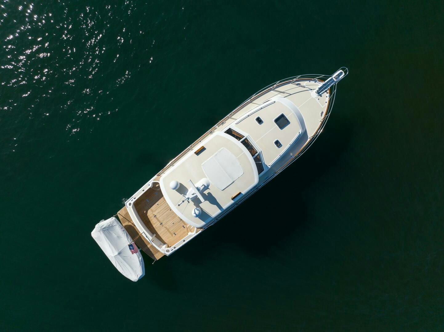 a space ship in the water aboard FINALLY US Yacht for Sale