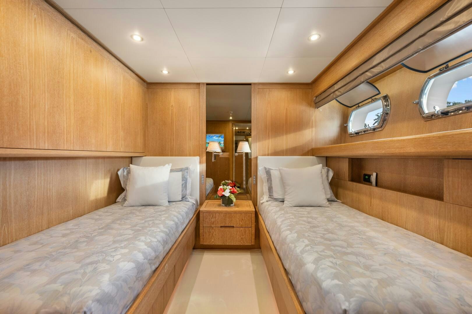a room with two beds aboard GLADIUS Yacht for Sale