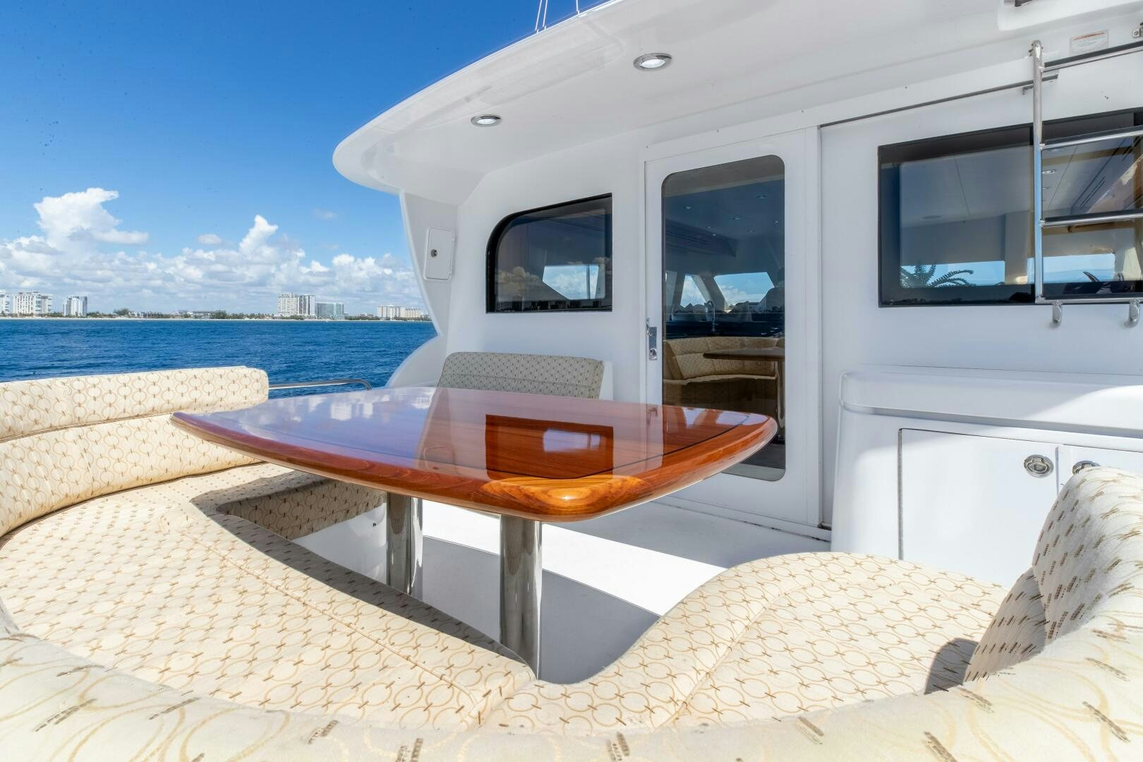 a table on a boat aboard PIRATE RADIO Yacht for Sale
