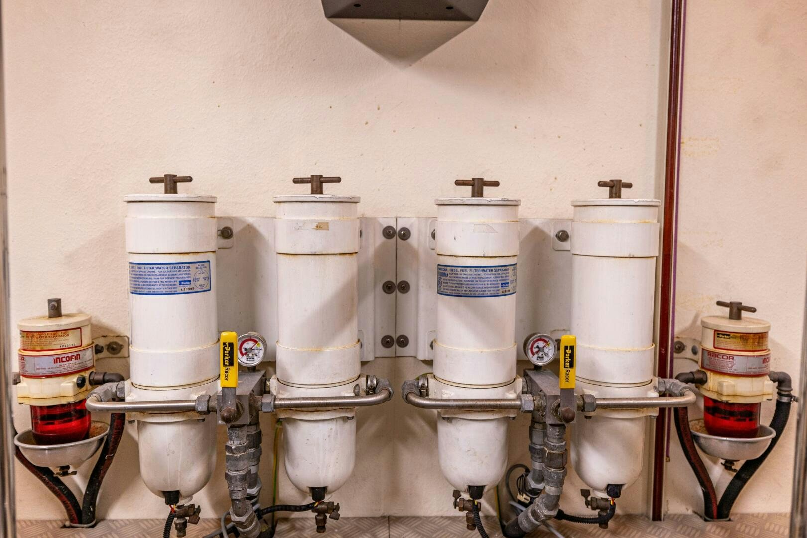 several white cylindrical cylinders aboard CRYSTAL PARROT Yacht for Sale