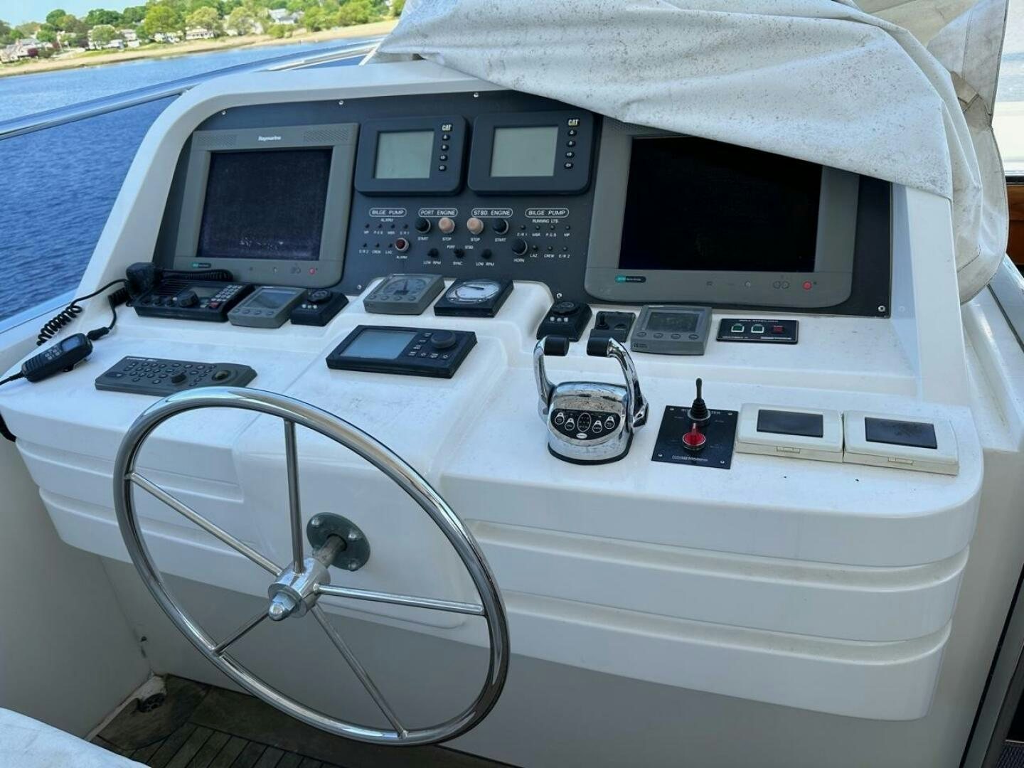 a white car with a black screen aboard MOJITO Yacht for Sale
