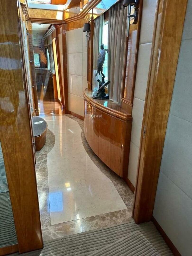 a bathroom with a large mirror aboard MOJITO Yacht for Sale