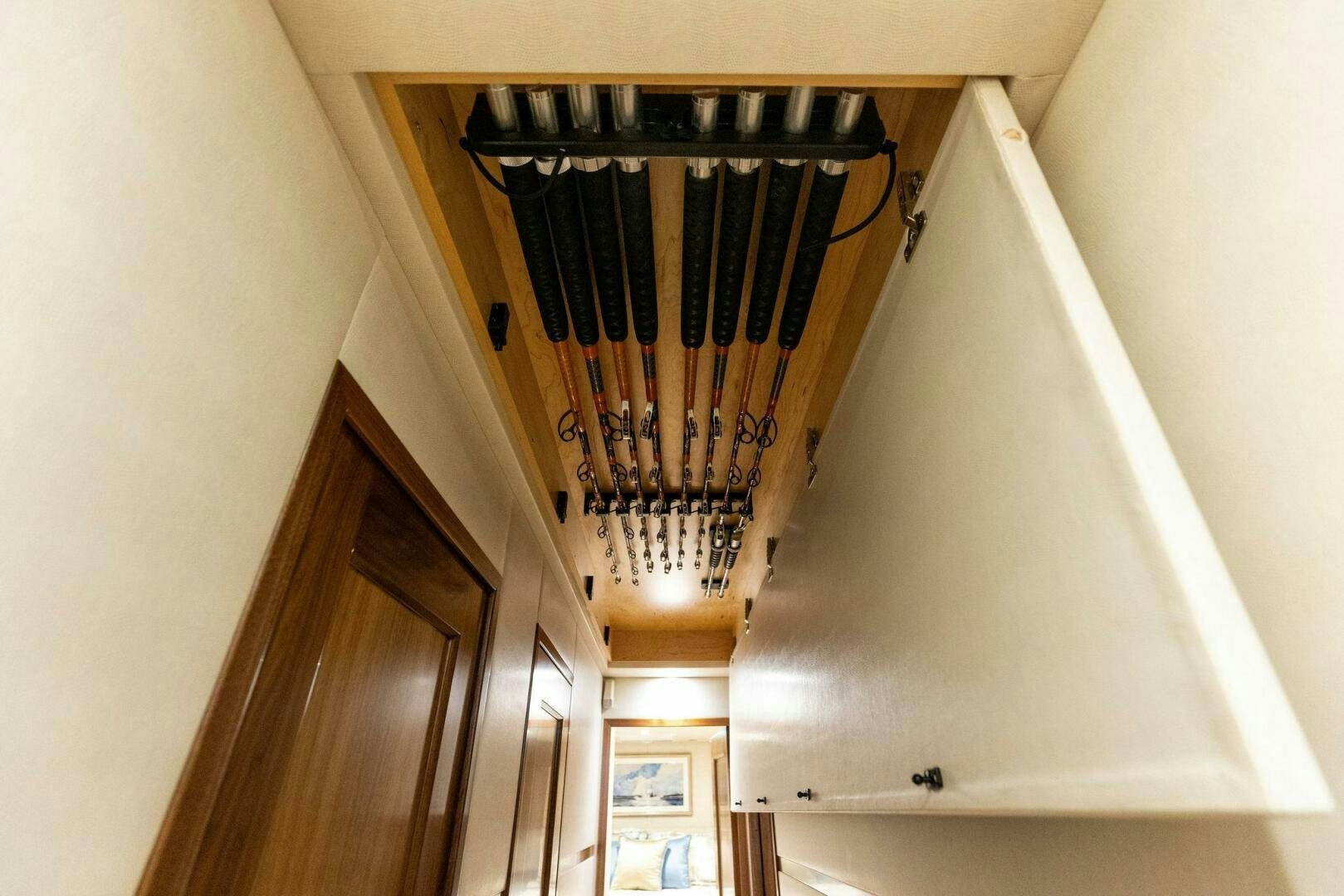 a chandelier from a ceiling aboard WHISKEY PAPA Yacht for Sale