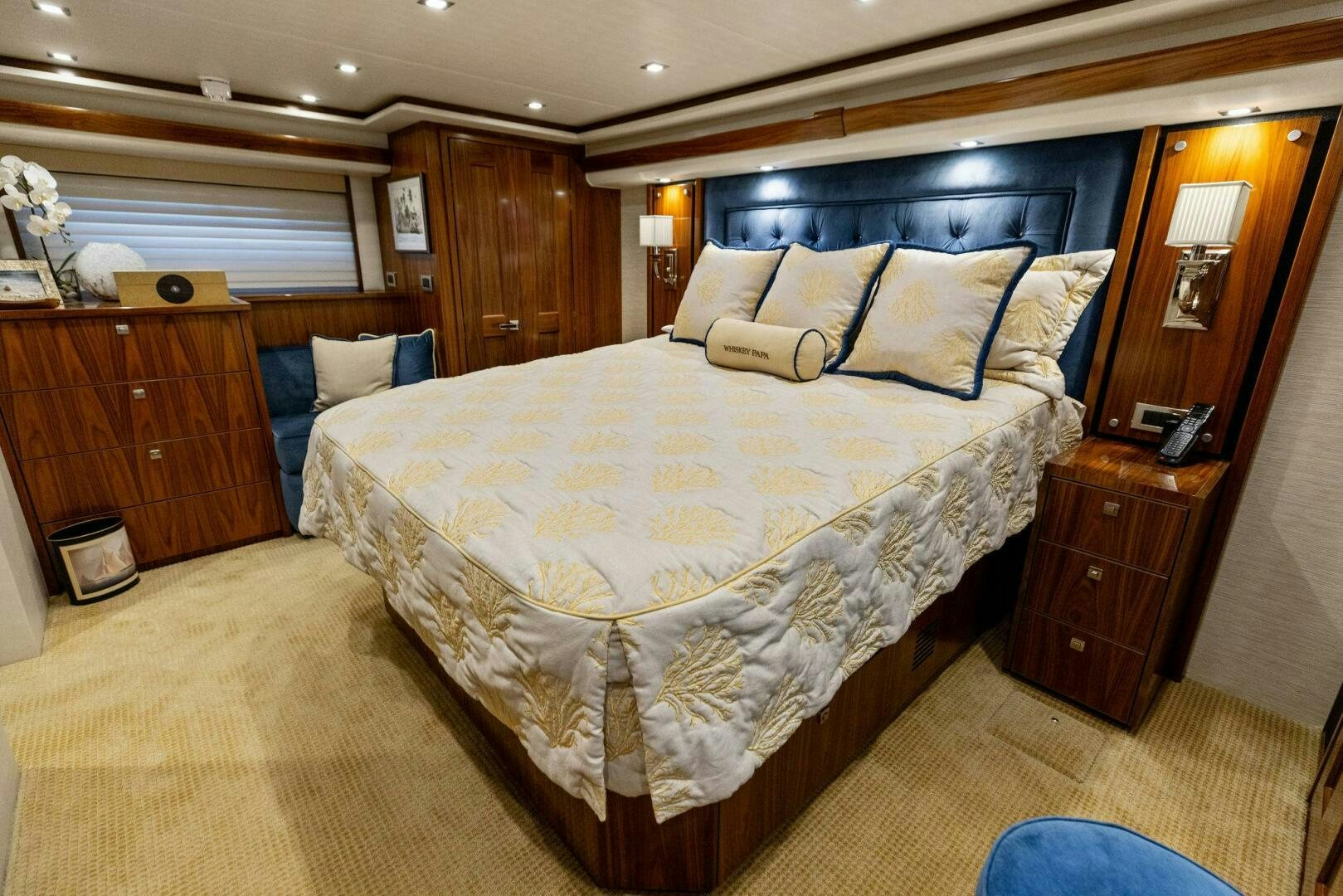 a bed in a room aboard WHISKEY PAPA Yacht for Sale
