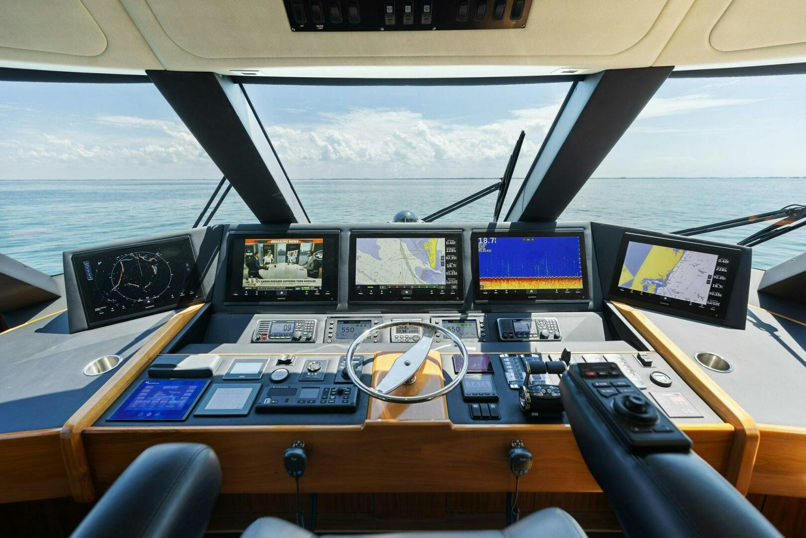 a control panel of a boat aboard WHISKEY PAPA Yacht for Sale